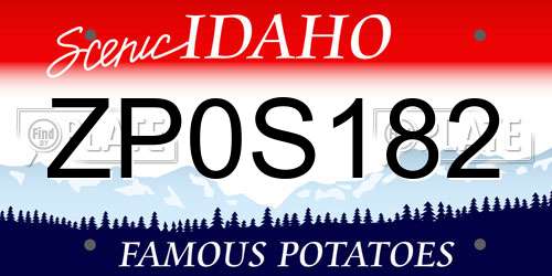 ZP0S182 Idaho License Plate