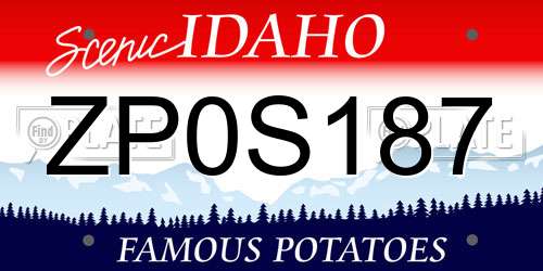 ZP0S187 Idaho License Plate