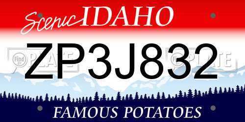 ZP3J832 Idaho License Plate