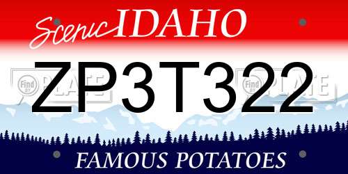 ZP3T322 Idaho License Plate
