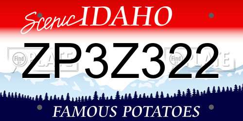 ZP3Z322 Idaho License Plate