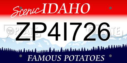 ZP4I726 Idaho License Plate