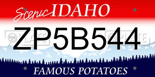 ZP5B544 Idaho License Plate