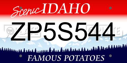ZP5S544 Idaho License Plate