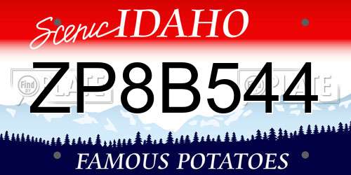 ZP8B544 Idaho License Plate
