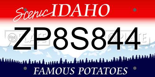 ZP8S844 Idaho License Plate