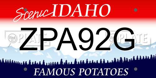 ZPA92G Idaho License Plate