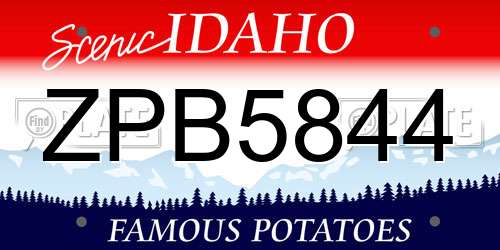 ZPB5844 Idaho License Plate
