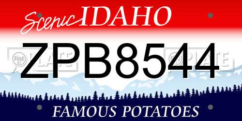 ZPB8544 Idaho License Plate