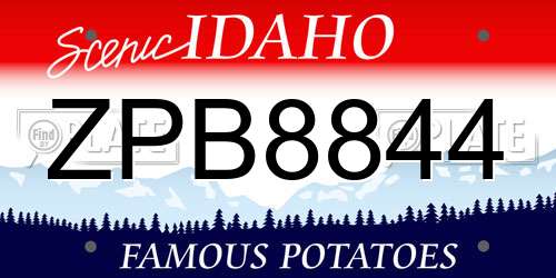 ZPB8844 Idaho License Plate