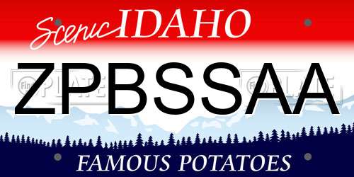 ZPBSSAA Idaho License Plate