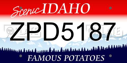 ZPD5187 Idaho License Plate