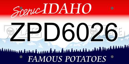 ZPD6026 Idaho License Plate