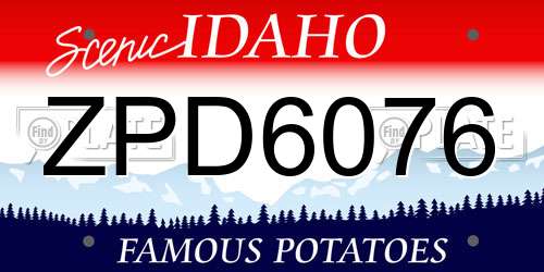 ZPD6076 Idaho License Plate