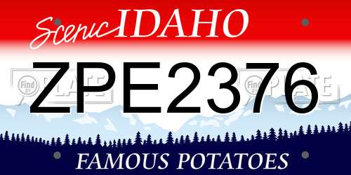 ZPE2376 Idaho License Plate