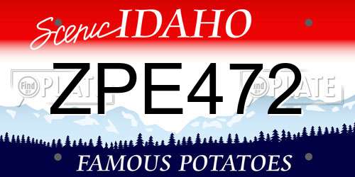 ZPE472 Idaho License Plate