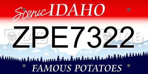ZPE7322 Idaho License Plate