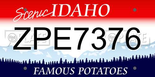 ZPE7376 Idaho License Plate