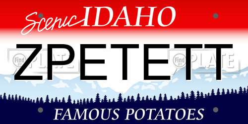 ZPETETT Idaho License Plate