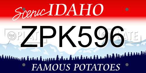 ZPK596 Idaho License Plate