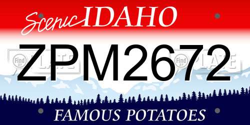 ZPM2672 Idaho License Plate