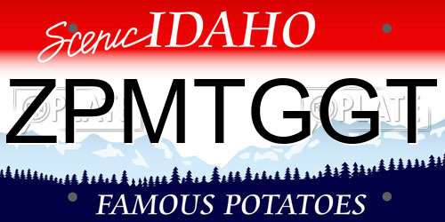 ZPMTGGT Idaho License Plate