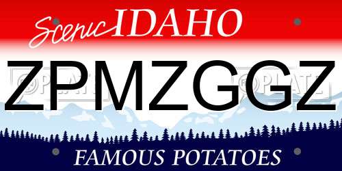 ZPMZGGZ Idaho License Plate