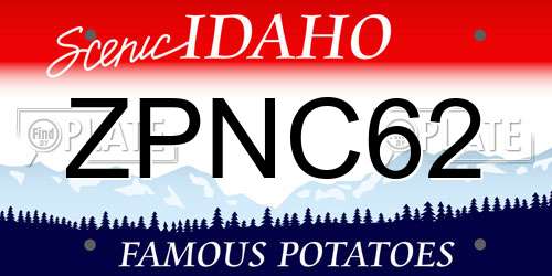 ZPNC62 Idaho License Plate
