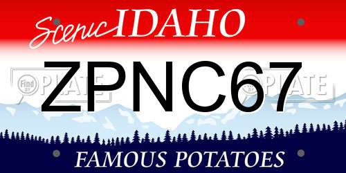 ZPNC67 Idaho License Plate