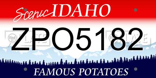 ZPO5182 Idaho License Plate