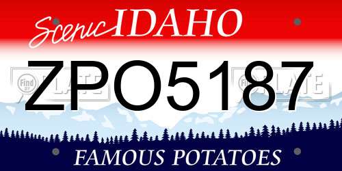 ZPO5187 Idaho License Plate