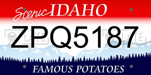 ZPQ5187 Idaho License Plate