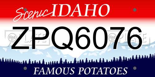 ZPQ6076 Idaho License Plate