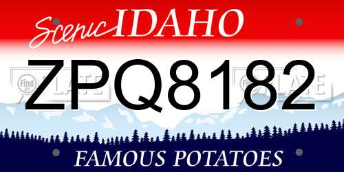 ZPQ8182 Idaho License Plate