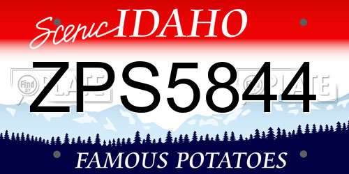 ZPS5844 Idaho License Plate