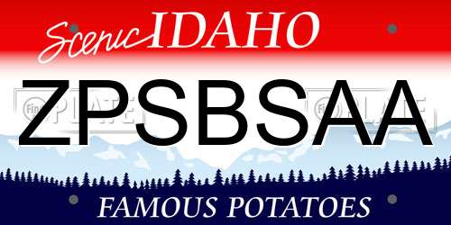 ZPSBSAA Idaho License Plate