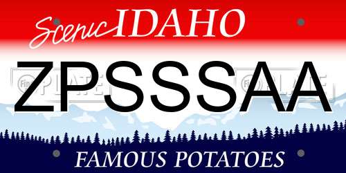 ZPSSSAA Idaho License Plate