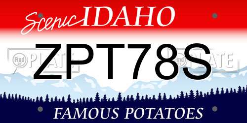 ZPT78S Idaho License Plate