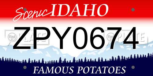 ZPY0674 Idaho License Plate