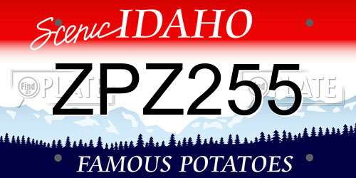 ZPZ255 Idaho License Plate