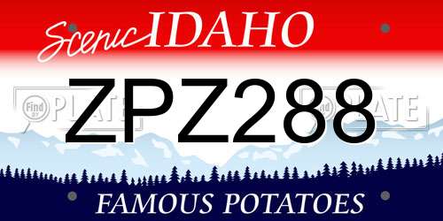 ZPZ288 Idaho License Plate