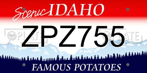 ZPZ755 Idaho License Plate