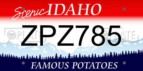 ZPZ785 Idaho License Plate