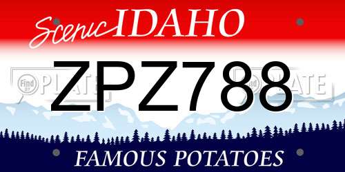 ZPZ788 Idaho License Plate