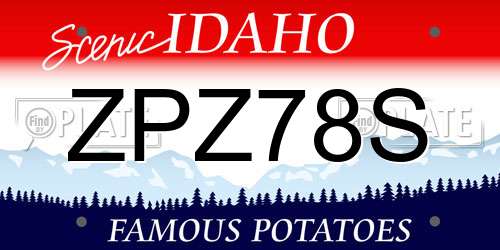 ZPZ78S Idaho License Plate