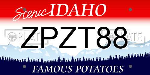 ZPZT88 Idaho License Plate