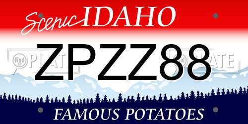 ZPZZ88 Idaho License Plate