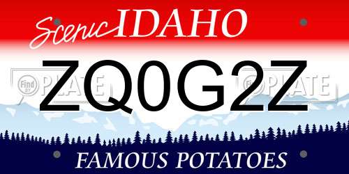 ZQ0G2Z Idaho License Plate