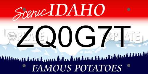 ZQ0G7T Idaho License Plate