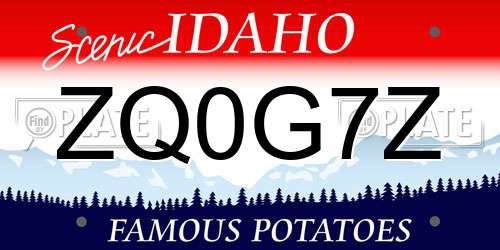 ZQ0G7Z Idaho License Plate
